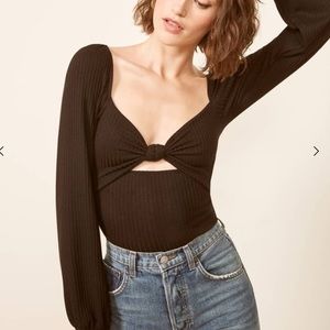 Nwt reformation Rosalind Top long sleeve black xs